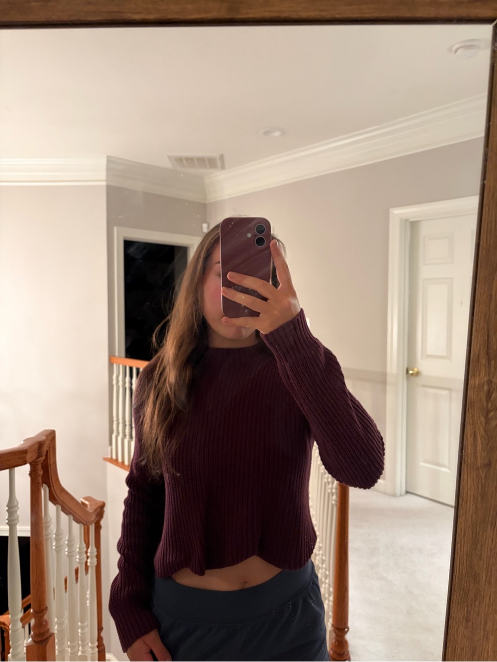 PacSun Women's Ribbed Crewneck Sweater in Deep Plum